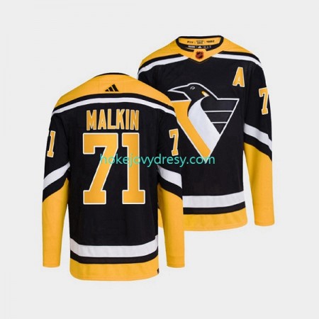 Pánské Hokejový Dres Pittsburgh Penguins Evgeni Malkin 71 Adidas 2022-2023 Reverse Retro Černá Authentic